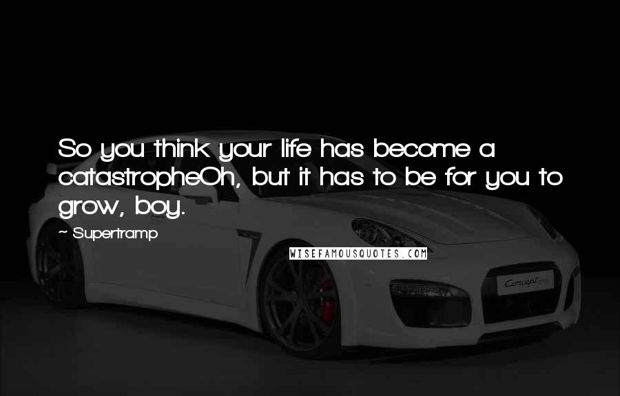 Supertramp Quotes: So you think your life has become a catastropheOh, but it has to be for you to grow, boy.