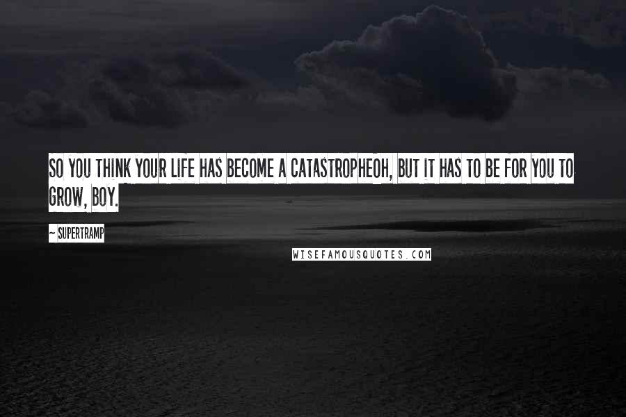 Supertramp Quotes: So you think your life has become a catastropheOh, but it has to be for you to grow, boy.