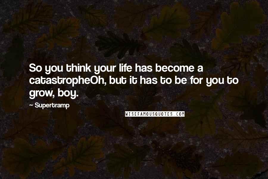 Supertramp Quotes: So you think your life has become a catastropheOh, but it has to be for you to grow, boy.
