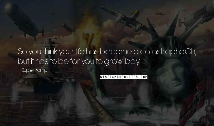 Supertramp Quotes: So you think your life has become a catastropheOh, but it has to be for you to grow, boy.