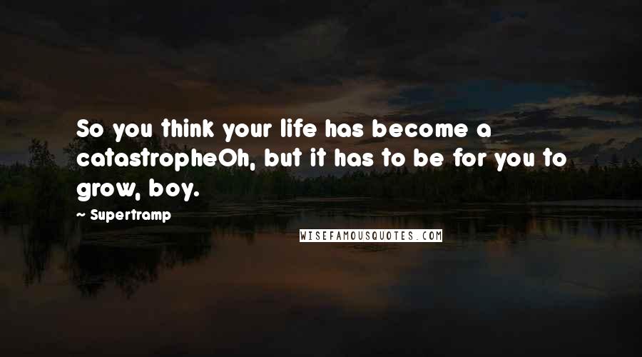 Supertramp Quotes: So you think your life has become a catastropheOh, but it has to be for you to grow, boy.