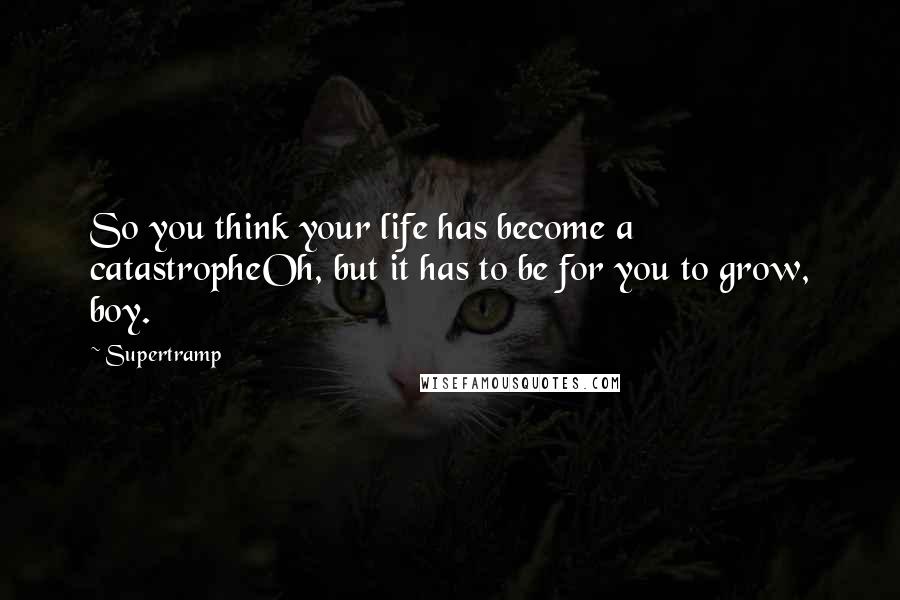 Supertramp Quotes: So you think your life has become a catastropheOh, but it has to be for you to grow, boy.