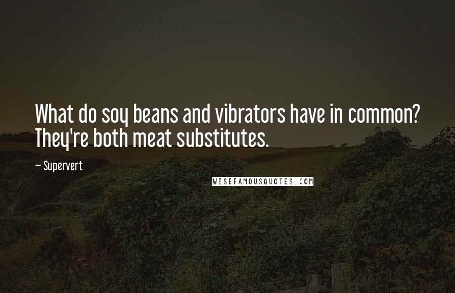 Supervert Quotes: What do soy beans and vibrators have in common? They're both meat substitutes.