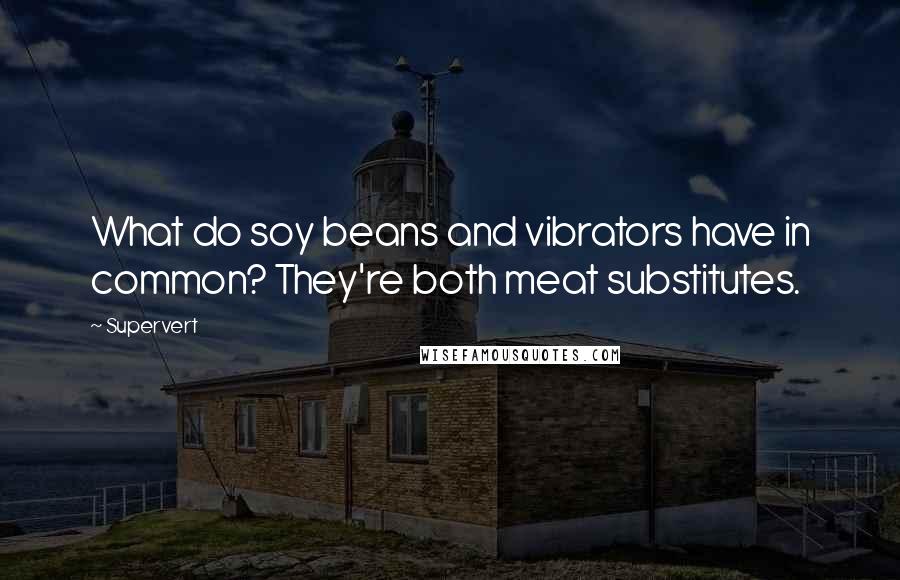 Supervert Quotes: What do soy beans and vibrators have in common? They're both meat substitutes.