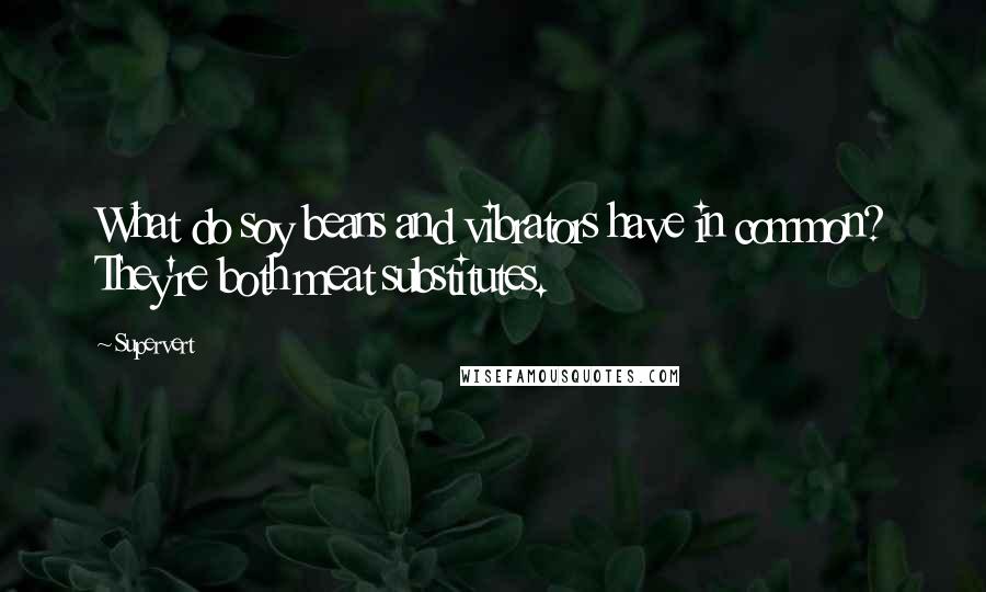 Supervert Quotes: What do soy beans and vibrators have in common? They're both meat substitutes.