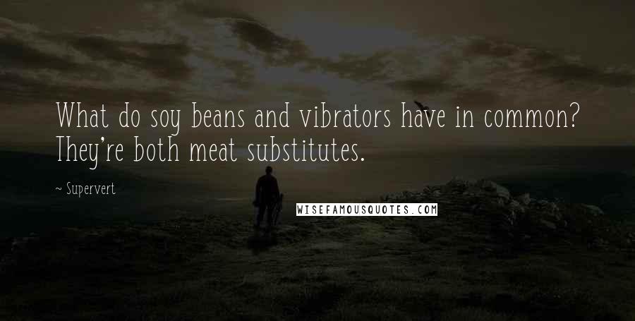 Supervert Quotes: What do soy beans and vibrators have in common? They're both meat substitutes.