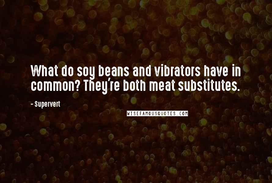 Supervert Quotes: What do soy beans and vibrators have in common? They're both meat substitutes.