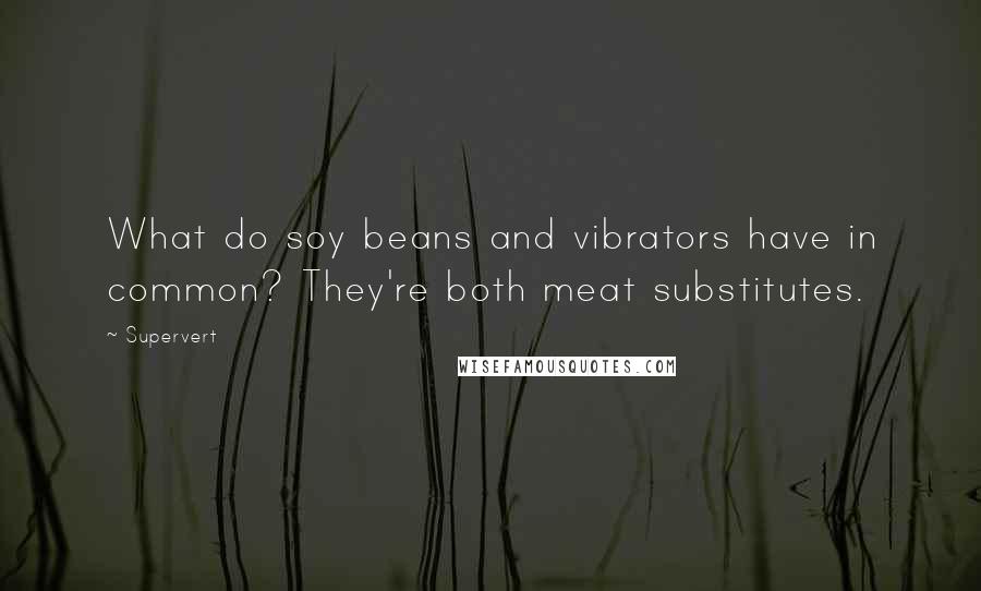 Supervert Quotes: What do soy beans and vibrators have in common? They're both meat substitutes.