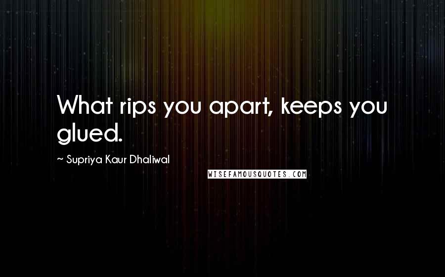 Supriya Kaur Dhaliwal Quotes: What rips you apart, keeps you glued.