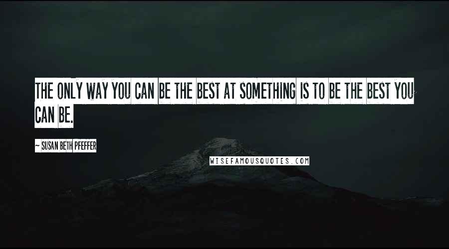 Susan Beth Pfeffer Quotes: The only way you can be the best at something is to be the best you can be.