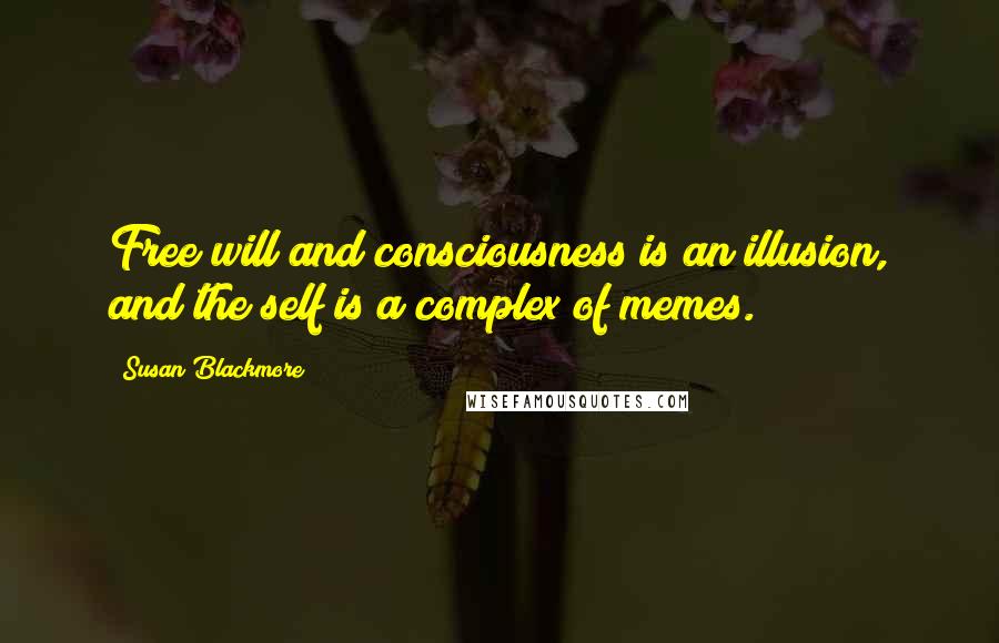 Susan Blackmore Quotes: Free will and consciousness is an illusion, and the self is a complex of memes.