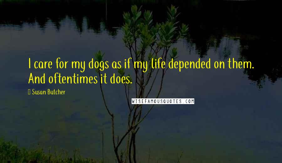 Susan Butcher Quotes: I care for my dogs as if my life depended on them. And oftentimes it does.