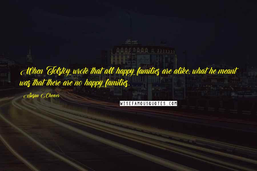 Susan Cheever Quotes: When Tolstoy wrote that all happy families are alike, what he meant was that there are no happy families.