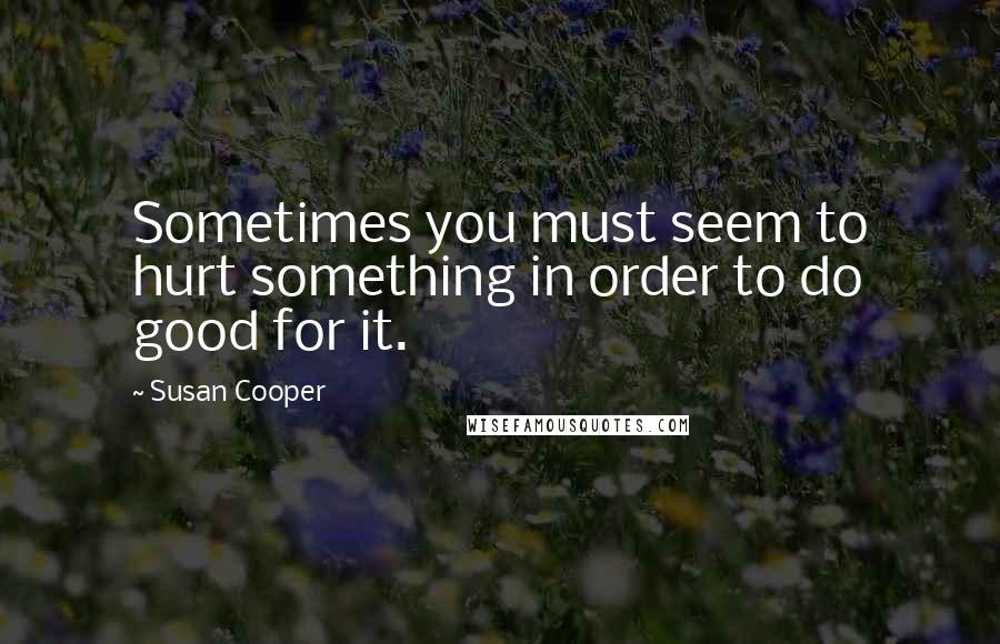 Susan Cooper Quotes: Sometimes you must seem to hurt something in order to do good for it.