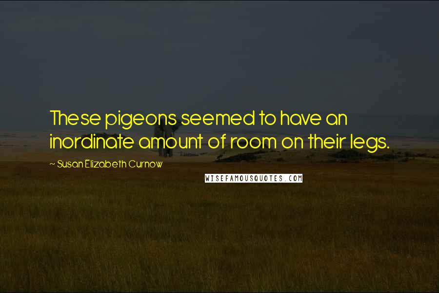 Susan Elizabeth Curnow Quotes: These pigeons seemed to have an inordinate amount of room on their legs.
