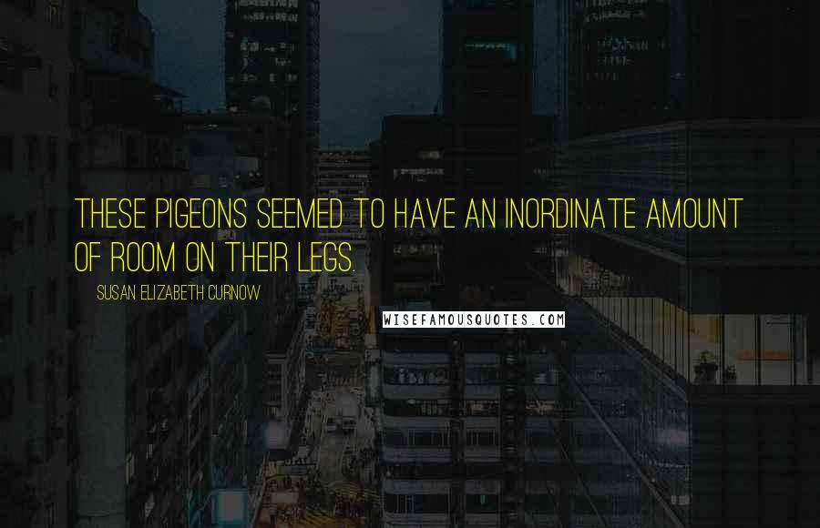 Susan Elizabeth Curnow Quotes: These pigeons seemed to have an inordinate amount of room on their legs.