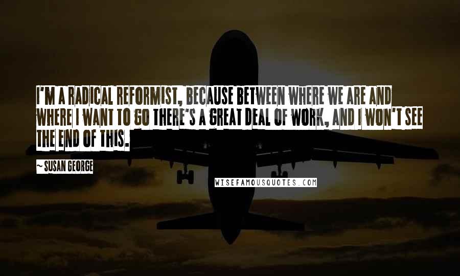Susan George Quotes: I'm a radical reformist, because between where we are and where I want to go there's a great deal of work, and I won't see the end of this.