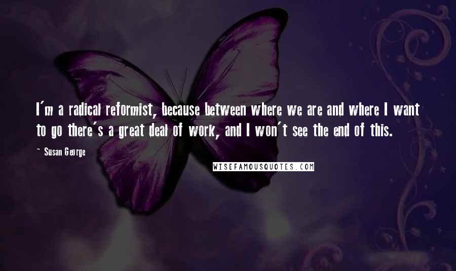 Susan George Quotes: I'm a radical reformist, because between where we are and where I want to go there's a great deal of work, and I won't see the end of this.