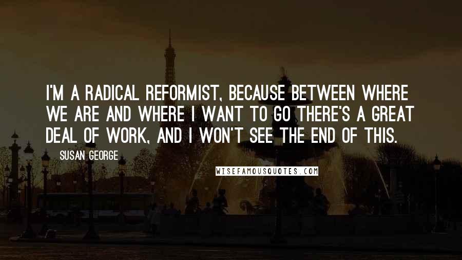 Susan George Quotes: I'm a radical reformist, because between where we are and where I want to go there's a great deal of work, and I won't see the end of this.