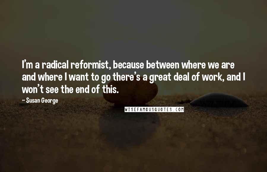 Susan George Quotes: I'm a radical reformist, because between where we are and where I want to go there's a great deal of work, and I won't see the end of this.