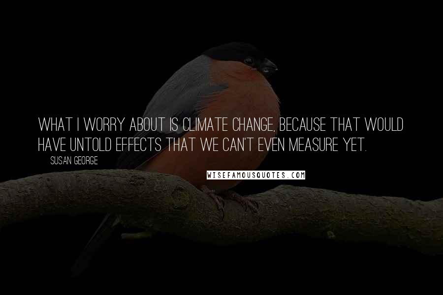 Susan George Quotes: What I worry about is climate change, because that would have untold effects that we can't even measure yet.