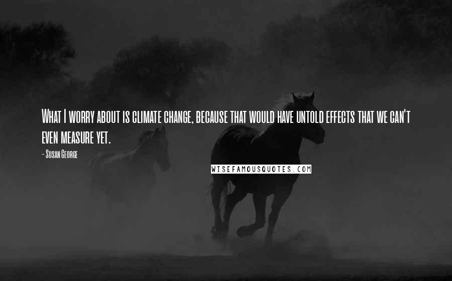 Susan George Quotes: What I worry about is climate change, because that would have untold effects that we can't even measure yet.