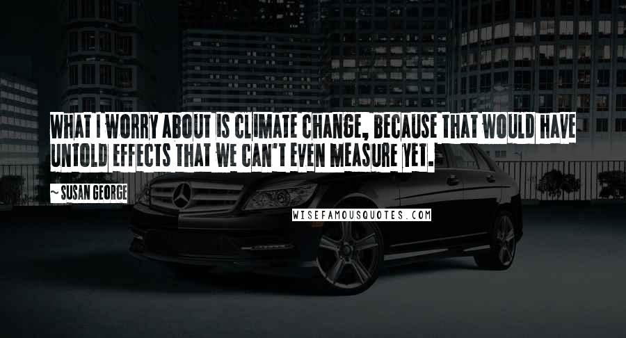 Susan George Quotes: What I worry about is climate change, because that would have untold effects that we can't even measure yet.