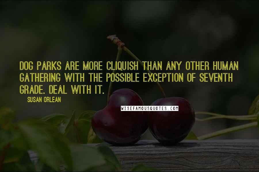 Susan Orlean Quotes: Dog parks are more cliquish than any other human gathering with the possible exception of seventh grade. Deal with it.