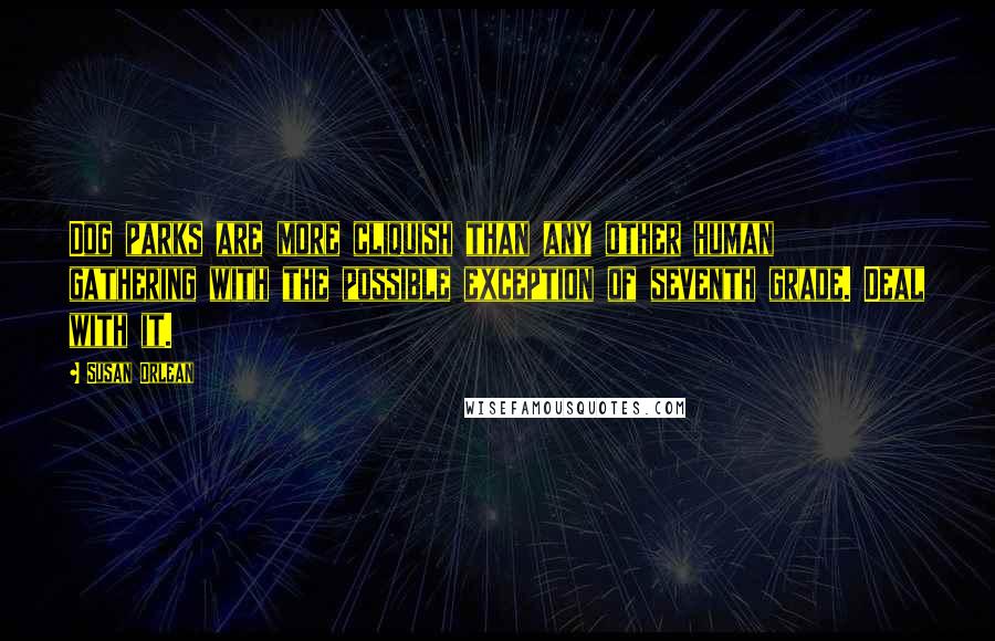 Susan Orlean Quotes: Dog parks are more cliquish than any other human gathering with the possible exception of seventh grade. Deal with it.
