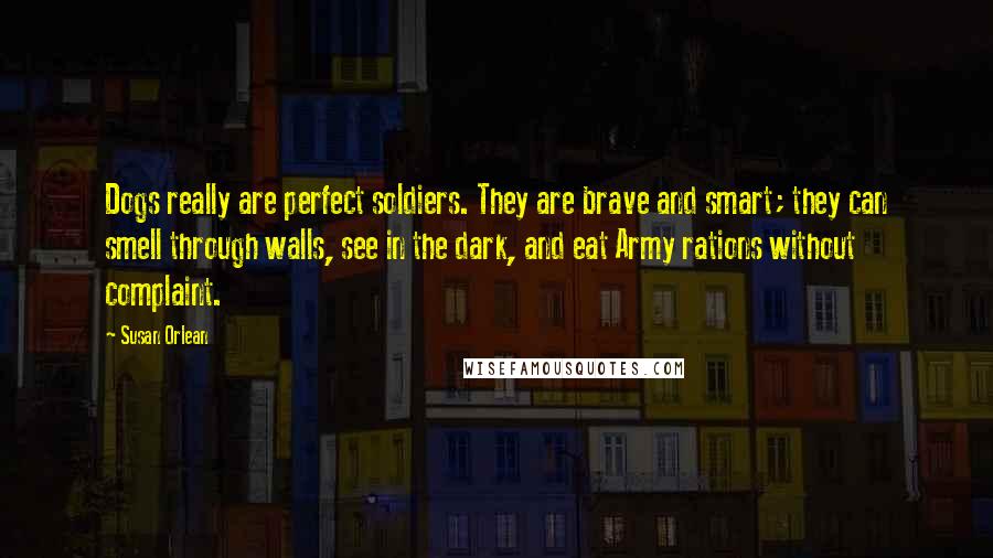 Susan Orlean Quotes: Dogs really are perfect soldiers. They are brave and smart; they can smell through walls, see in the dark, and eat Army rations without complaint.