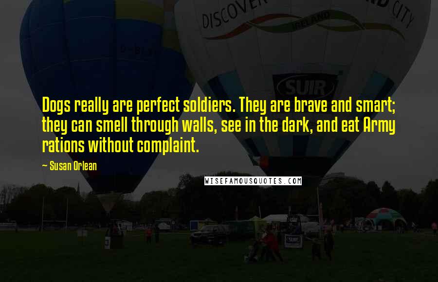 Susan Orlean Quotes: Dogs really are perfect soldiers. They are brave and smart; they can smell through walls, see in the dark, and eat Army rations without complaint.