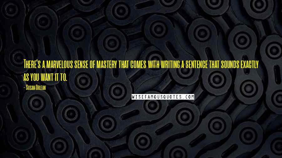 Susan Orlean Quotes: There's a marvelous sense of mastery that comes with writing a sentence that sounds exactly as you want it to.