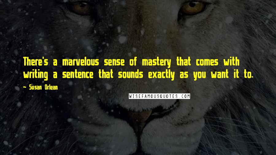 Susan Orlean Quotes: There's a marvelous sense of mastery that comes with writing a sentence that sounds exactly as you want it to.