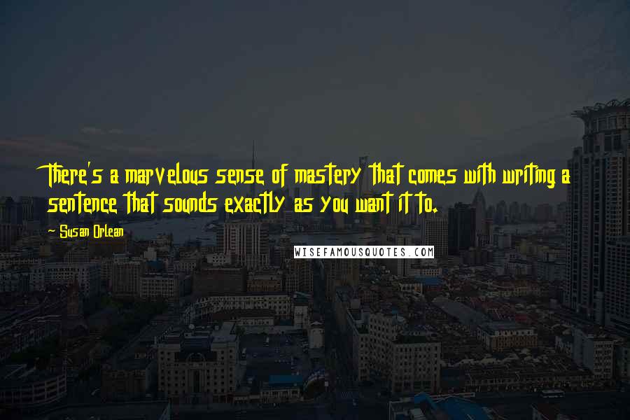 Susan Orlean Quotes: There's a marvelous sense of mastery that comes with writing a sentence that sounds exactly as you want it to.