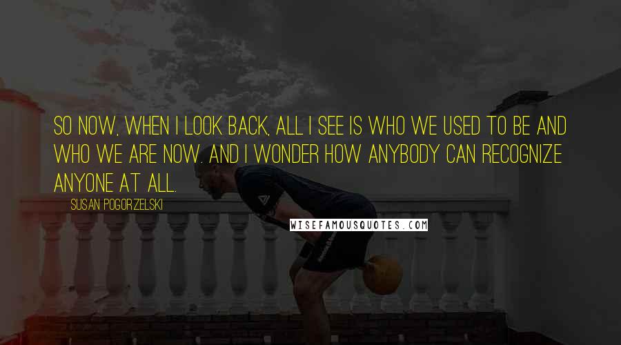 Susan Pogorzelski Quotes: So now, when I look back, all I see is who we used to be and who we are now. And I wonder how anybody can recognize anyone at all.