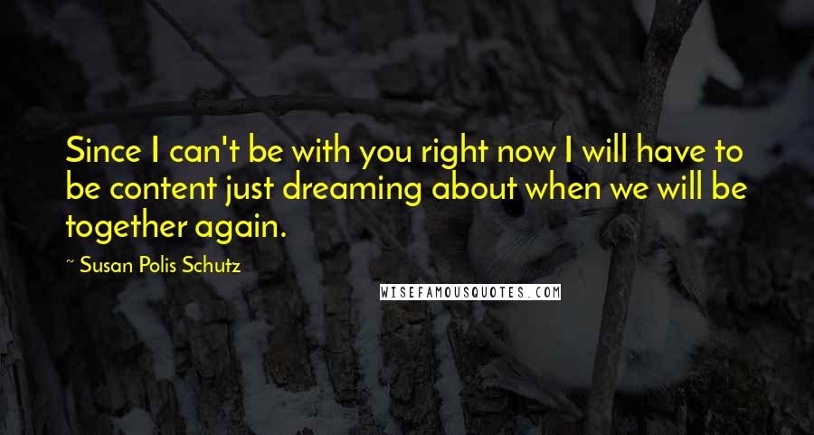 Susan Polis Schutz Quotes: Since I can't be with you right now I will have to be content just dreaming about when we will be together again.