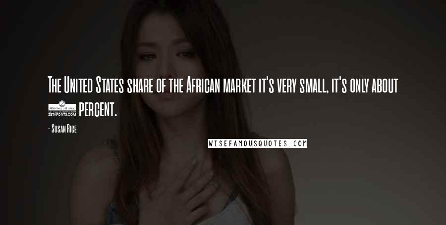 Susan Rice Quotes: The United States share of the African market it's very small, it's only about 8 percent.