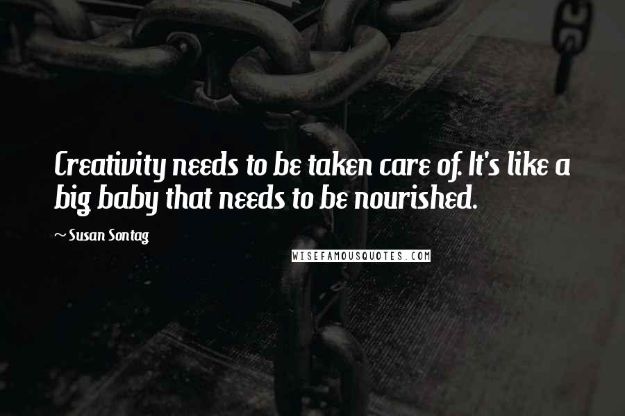 Susan Sontag Quotes: Creativity needs to be taken care of. It's like a big baby that needs to be nourished.