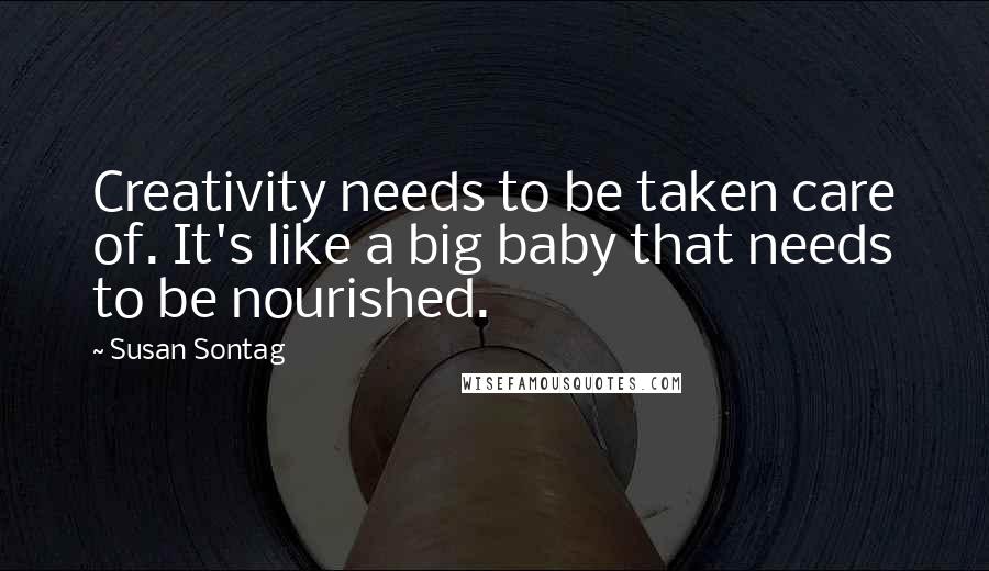 Susan Sontag Quotes: Creativity needs to be taken care of. It's like a big baby that needs to be nourished.