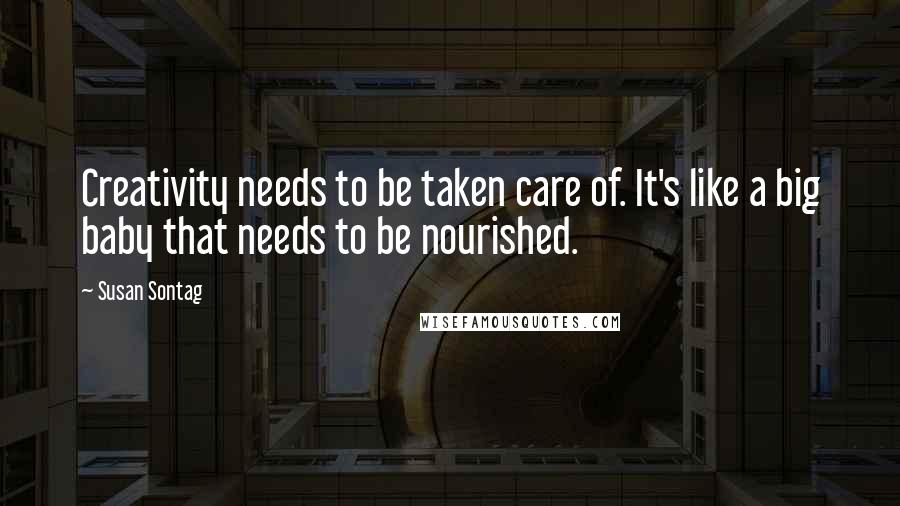 Susan Sontag Quotes: Creativity needs to be taken care of. It's like a big baby that needs to be nourished.