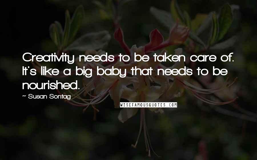 Susan Sontag Quotes: Creativity needs to be taken care of. It's like a big baby that needs to be nourished.