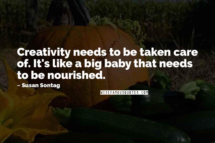 Susan Sontag Quotes: Creativity needs to be taken care of. It's like a big baby that needs to be nourished.