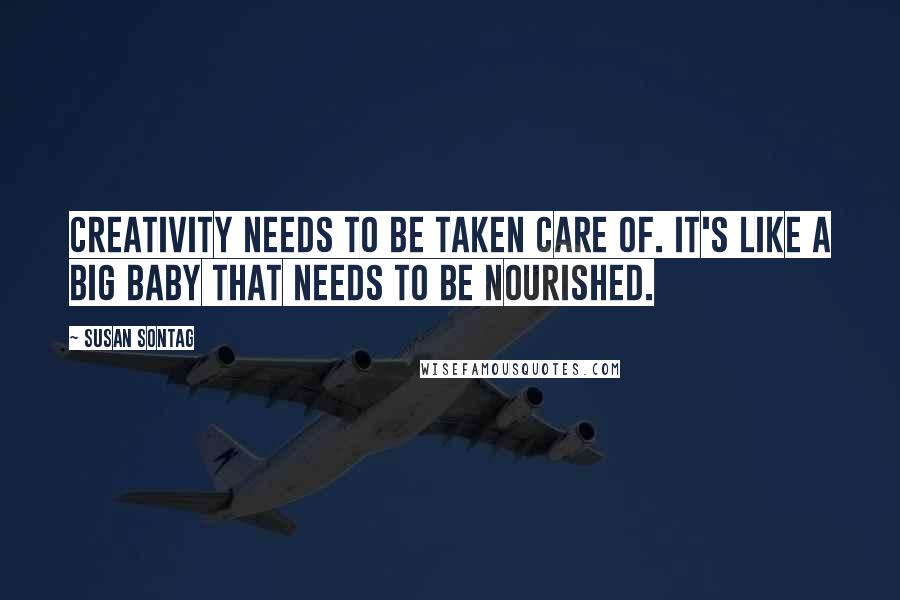 Susan Sontag Quotes: Creativity needs to be taken care of. It's like a big baby that needs to be nourished.