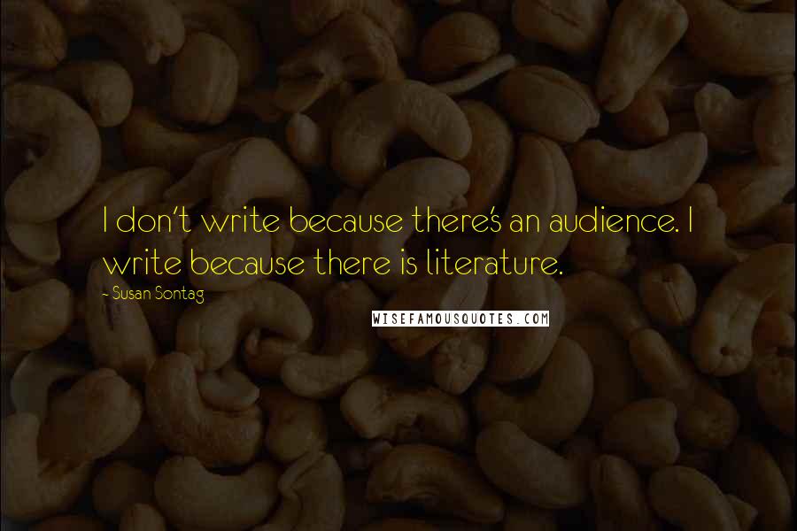 Susan Sontag Quotes: I don't write because there's an audience. I write because there is literature.