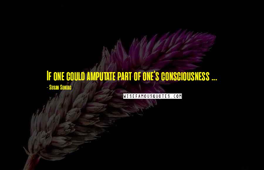 Susan Sontag Quotes: If one could amputate part of one's consciousness ...