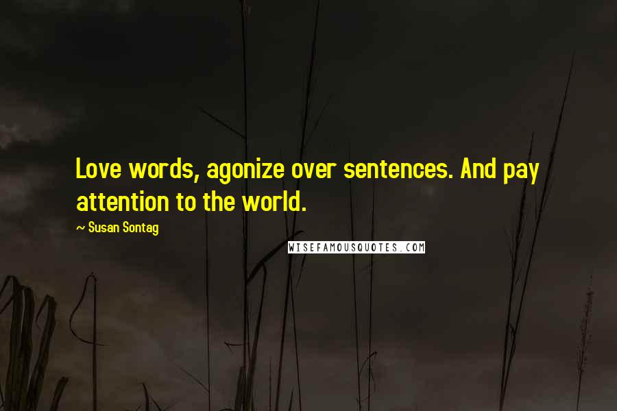 Susan Sontag Quotes: Love words, agonize over sentences. And pay attention to the world.