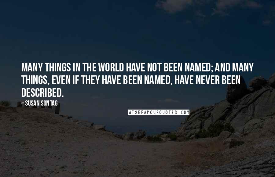 Susan Sontag Quotes: Many things in the world have not been named; and many things, even if they have been named, have never been described.