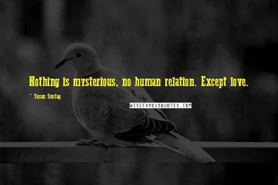 Susan Sontag Quotes: Nothing is mysterious, no human relation. Except love.