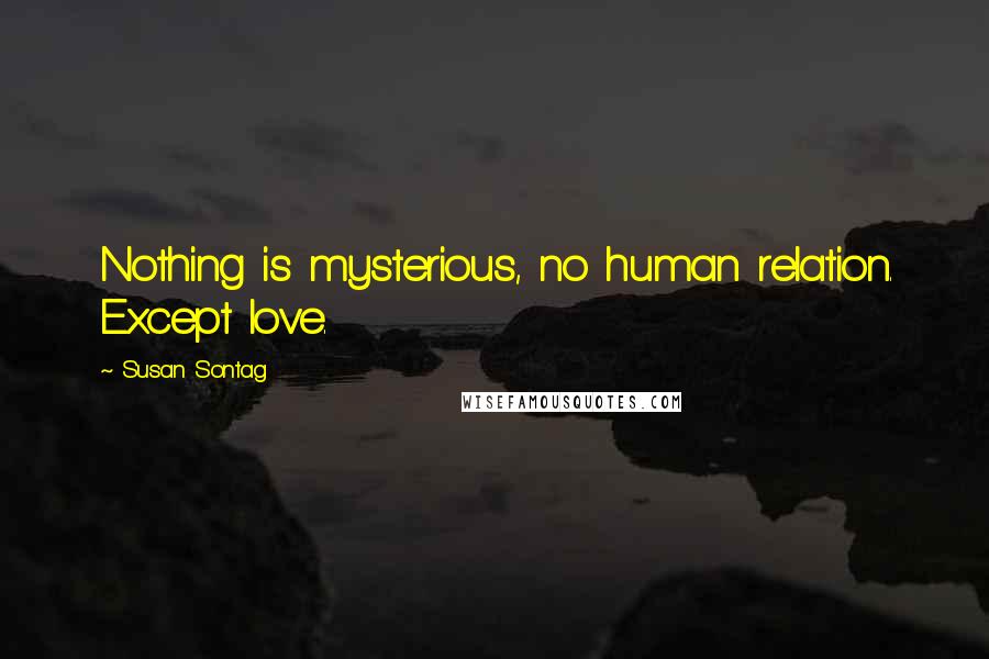 Susan Sontag Quotes: Nothing is mysterious, no human relation. Except love.