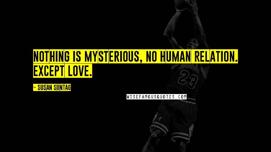 Susan Sontag Quotes: Nothing is mysterious, no human relation. Except love.